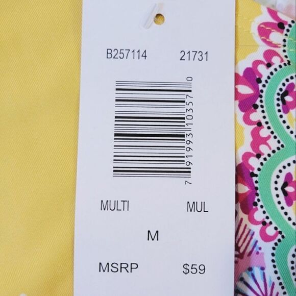 Sunny Leigh Bright Multi Color Keyhole Sleeveless Handkerchief Hem Tunic Top M - Picture 8 of 10